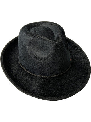 ADULT'S BLACK VELVET GANGSTER COWBOY HAT