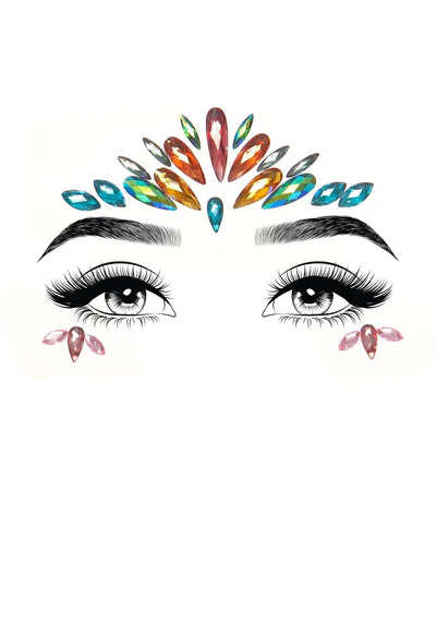 Harlequin Adhesive Face Jewels Sticker MULTICOLOUR