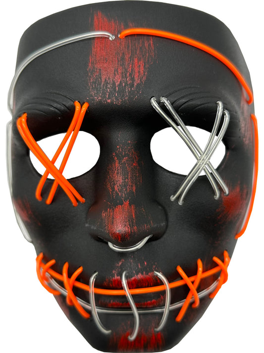 PUNK CROSS HATCH MASK 2-COLOR AQUA ORANGE PARTY WIRE EL LIGHT UP ACCESSORY