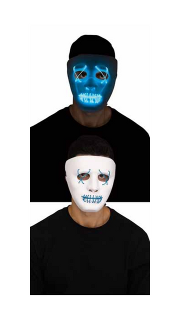 Illuminated White Mask with Blue String