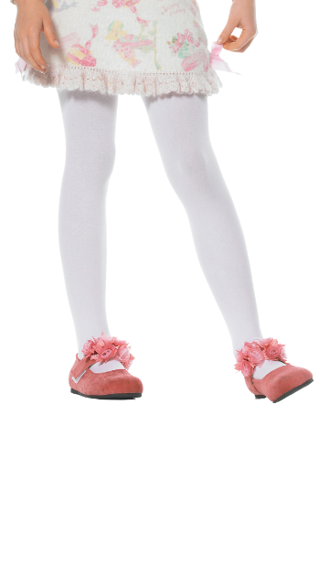 Girls White Opaque Tights - SoulofHalloween