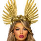 Golden goddess floral and feather headband. - SoulofHalloween