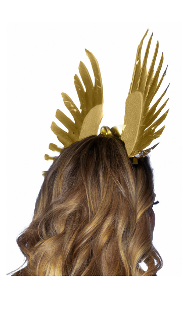 Golden goddess floral and feather headband. - SoulofHalloween