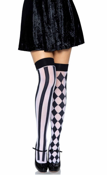 Harlequin Thigh High Stockings - SoulofHalloween