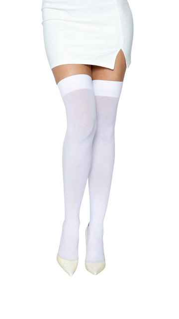 Luna White Thigh High Stockings - SoulofHalloween