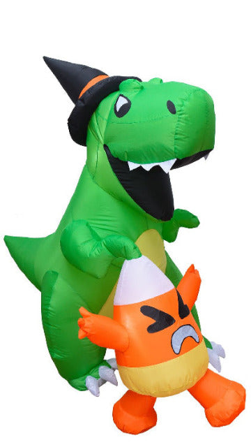 6ft Halloween Inflatable Dinosaur Catching Candy Corn - SoulofHalloween
