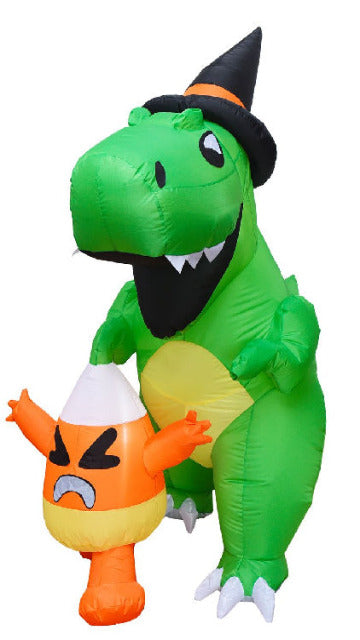 6ft Halloween Inflatable Dinosaur Catching Candy Corn - SoulofHalloween