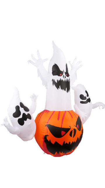 6FT Tall Halloween Inflatable Pumpkin with 3 Ghosts - SoulofHalloween