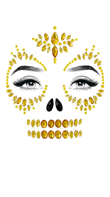 Sugar Skull Skeleton Adhesive Face Jewels - SoulofHalloween