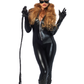 Wet Look Faux Leather Zipper Front Catsuit - SoulofHalloween