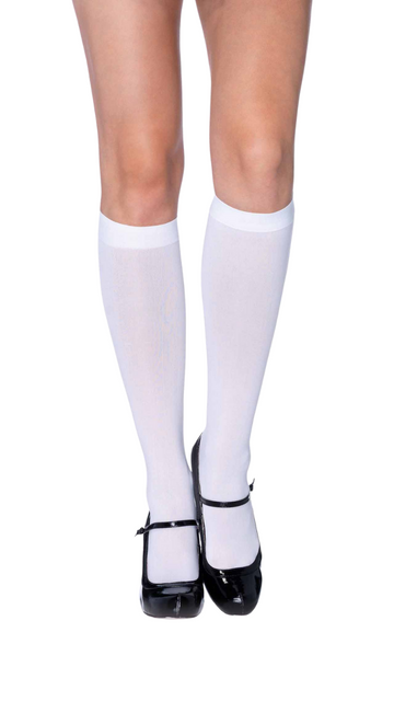 Winnie Opaque Knee High White Socks - SoulofHalloween