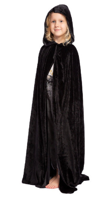 Long Hooded Cloak Velvet Cape - Child - SoulofHalloween